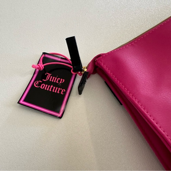 Juicy Couture Clutch Pink Gold Accent PVC Cosmetic Makeup Bag Double Zip Pockets - Picture 3 of 10